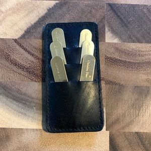 Vintage Collar Stays in leather case